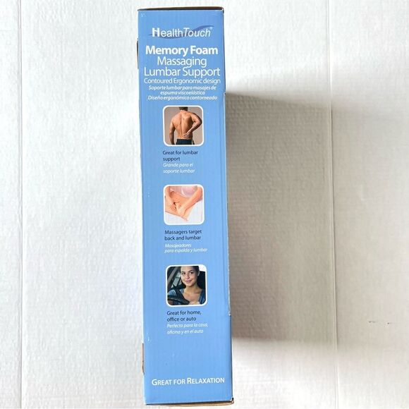 HealthTouch Red Memory Foam Massaging Lumbar Support Back Neck Massage - Picture 4 of 10